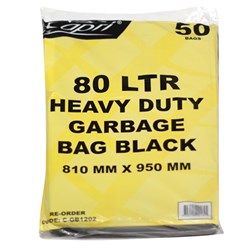 CAPRI 75-80LT BLACK GARBAGE BAG 50's