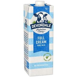 DEVONDALE FULL CREAM LONG LIFE MILK UHT 10 X 1LT
