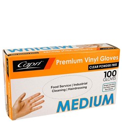 CAPRI CLEAR VINYL GLOVE MEDIUM PFREE 100's
