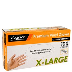 CAPRI CLEAR VINYL GLOVE XL P/FREE 100's