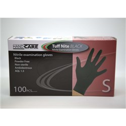PLUSPAK BLACK NITRILE P/FREE GLOVE SML 100's