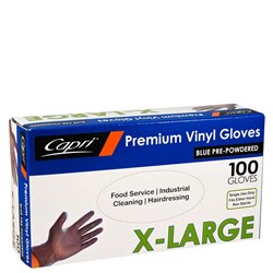 CAPRI BLUE VINYL GLOVE XL POWDER 100's