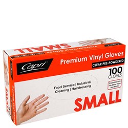 CAPRI CLEAR VINYL GLOVE SML POWDER 100'S