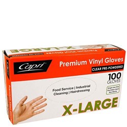 CAPRI CLEAR VINYL GLOVE XL PDR 100's