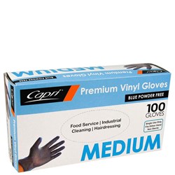 CAPRI BLUE VINYL GLOVE MED P/FREE 100's
