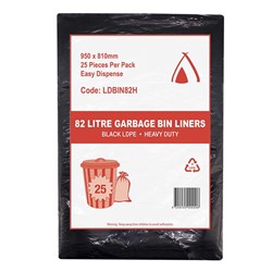 HUHTAMAKI BLACK GARBAGE BAG 82LT H/DUTY 25's