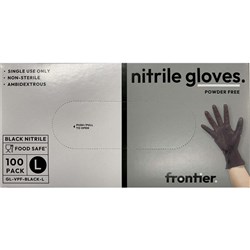 FRONTIER NITRILE GLOVE BLACK LRG P/FREE 100's
