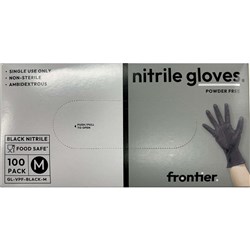 FRONTIER NITRILE GLOVE BLACK MED P/FREE 100's