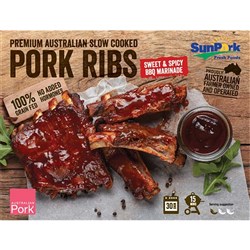 BARKERS CREEK COOKED PORK RIBS KG (AVG 1.2KG) (12's)
