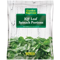 GARDEN SUPREME SPINACH LEAF PORTION 2.5KG