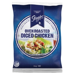 STEGGLES DICED OVEN ROAST S/LES CHICKEN 1KG