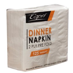 CAPRI WHITE 2 PLY GT FOLD DIN NAPKIN 1000's