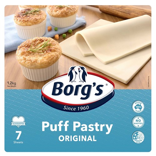 BORG'S PUFF PASTRY SHEETS 1.2KG (7 SHEETS)