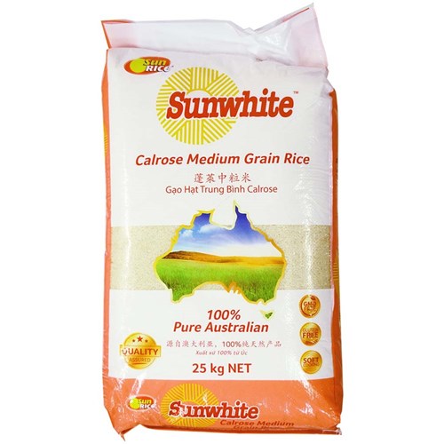 SUNRICE MEDIUM GRAIN CALROSE RICE 25KG