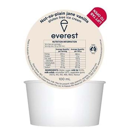 EVEREST VANILLA ICE CREAM DIXIE CUP 72 X 100ML (NOT SO PLAIN JANE)