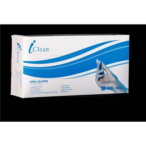 HANDCARE BLUE VINYL GLOVE LRG P/FREE 100's