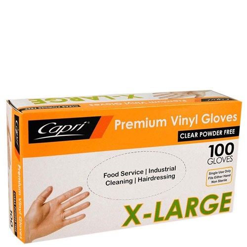 CAPRI CLEAR VINYL GLOVE XL P/FREE 100's