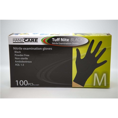 PLUSPAK BLACK NITRILE P/FREE GLOVE MED 100's