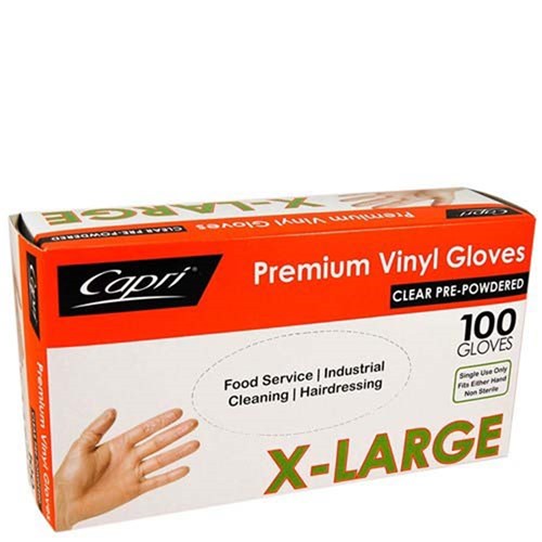 CAPRI CLEAR VINYL GLOVE XL PDR 100's