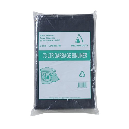 HUHTAMAKI BLACK GARBAGE BAG 72-75LT 50's