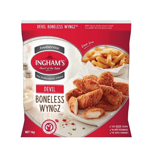 INGHAM DEVIL CHICKEN WYNGZ BONELESS 1KG