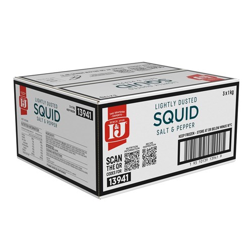 I&J DUSTED SALT & PEPPER SQUID 3 X 1KG