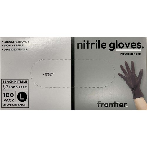 FRONTIER NITRILE GLOVE BLACK LRG P/FREE 100's