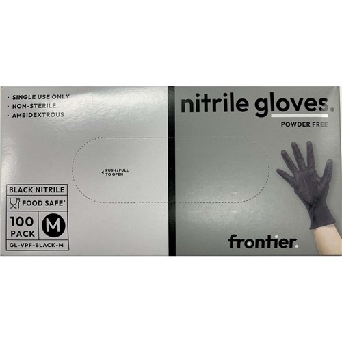 FRONTIER NITRILE GLOVE BLACK MED P/FREE 100's