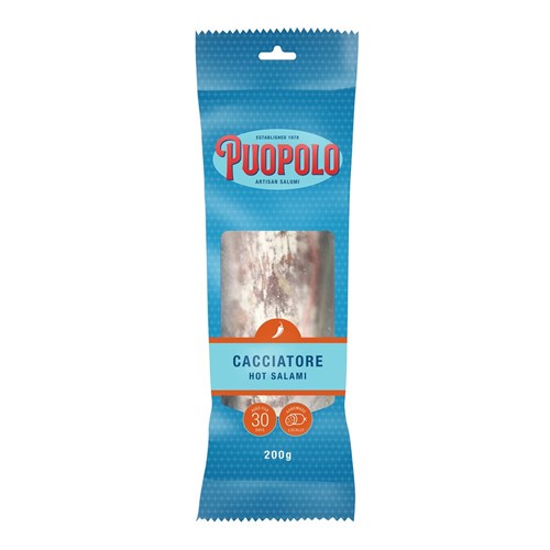 PUOPOLO - ARTISAN SALAMI  CACCIATORE HOT 8 X 200GM