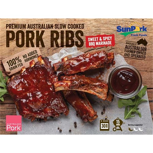 BARKERS CREEK COOKED PORK RIBS KG (AVG 1.2KG) (12's)