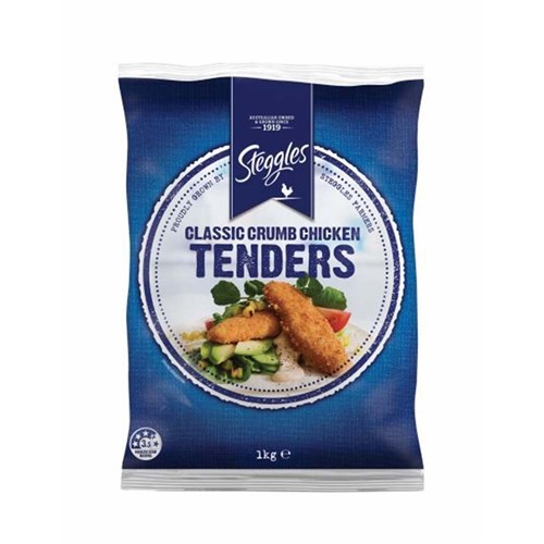 STEGGLES CRUMBED CLASSIC CHICKEN TENDER 6 X 1KG