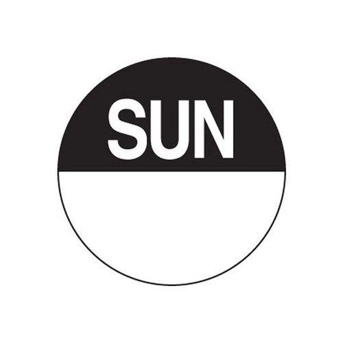 DATE DOTS 24MM ROUND SUNDAY 1000's