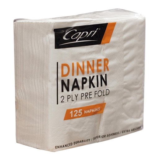 CAPRI WHITE 2 PLY GT FOLD DIN NAPKIN 1000's