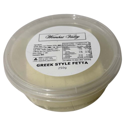 WOMBAT VALLEY GREEK FETTA CHEESE 12 X 250GM